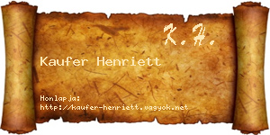Kaufer Henriett névjegykártya